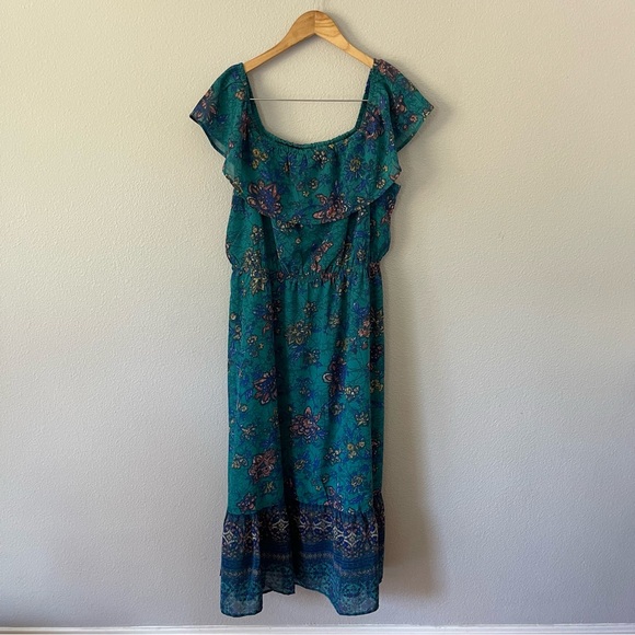 Maurices Mixed Floral Off The Shoulder Maxi Dress Size XL Fairy Fairycore - Picture 2 of 7